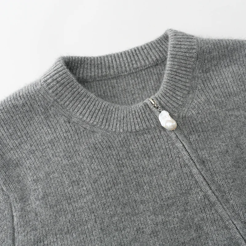 100% Cashmere, Cashmere knit sweater — Grey Chinese marketing overlay, 14–15.5µm, Cashmere Garment / Women — detail view 8