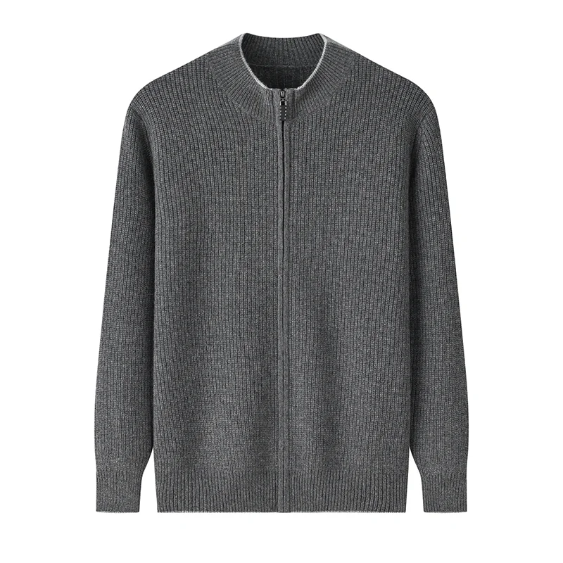 100% Cashmere, Cashmere crew-neck sweater — Grey, 14–15.5µm, Cashmere Garment / Men — detail view 2
