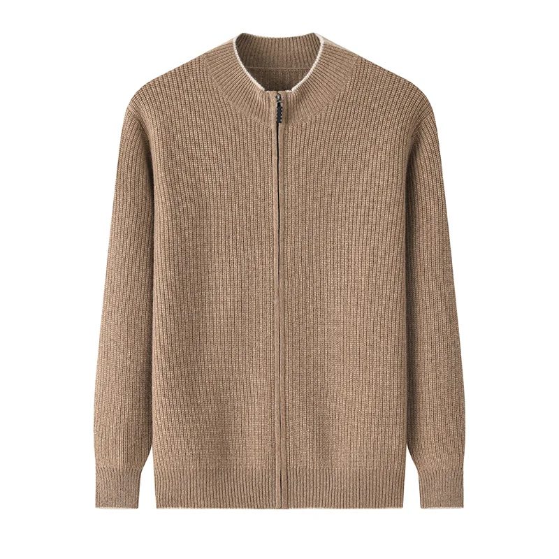 100% Cashmere, Cashmere crew-neck sweater — Grey, 14–15.5µm, Cashmere Garment / Men — detail view 5