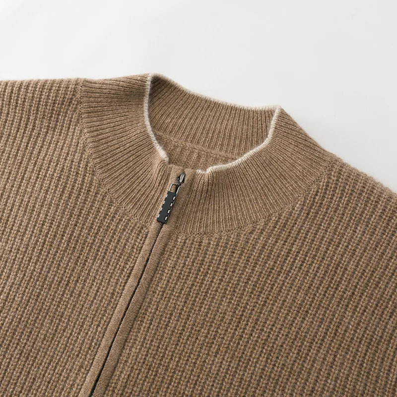 100% Cashmere, Cashmere crew-neck sweater — Grey, 14–15.5µm, Cashmere Garment / Men — detail view 8