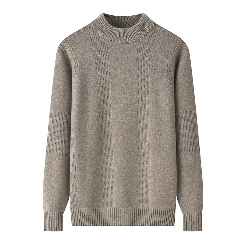 100% Cashmere, Cashmere crew-neck sweater — Grey, 14–15.5µm, Cashmere Garment / Men — detail view 3