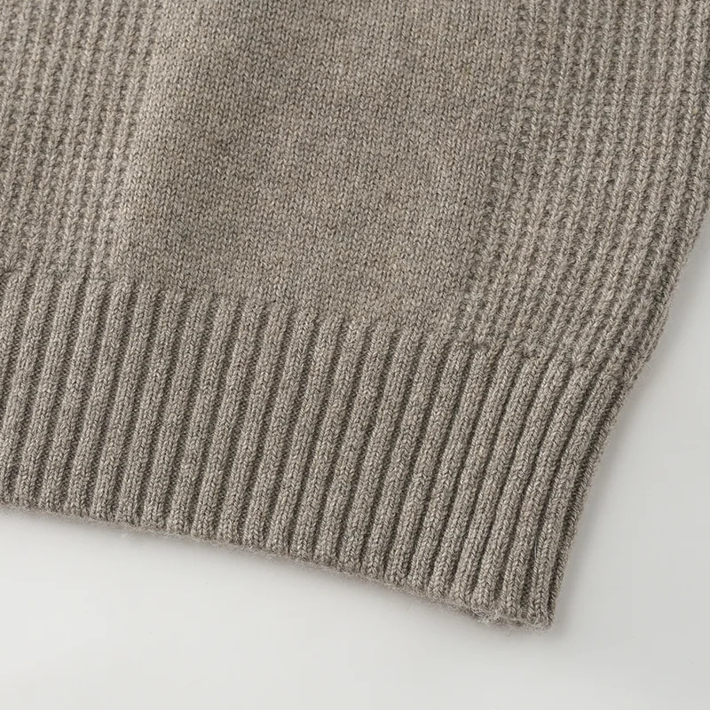 100% Cashmere, Cashmere crew-neck sweater — Grey, 14–15.5µm, Cashmere Garment / Men — detail view 4