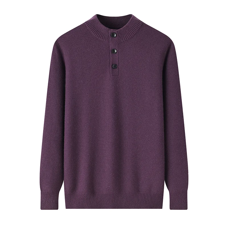 100% Cashmere, Cashmere crew-neck sweater — Grey, 14–15.5µm, Cashmere Garment / Men — detail view 3