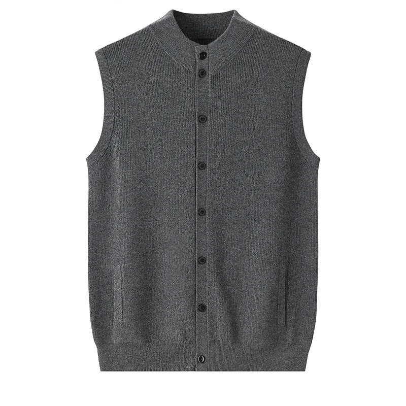 100% Cashmere, Cashmere sleeveless vest — Red Vest, 14–15.5µm, Cashmere Garment / Men — detail view 3