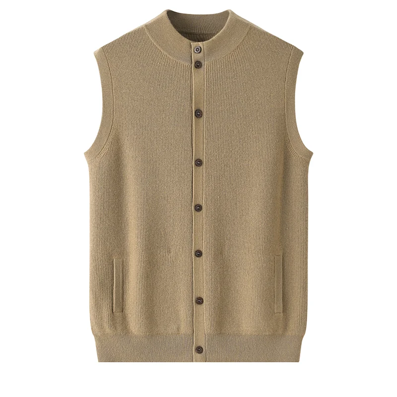 100% Cashmere, Cashmere sleeveless vest — Red Vest, 14–15.5µm, Cashmere Garment / Men — detail view 4