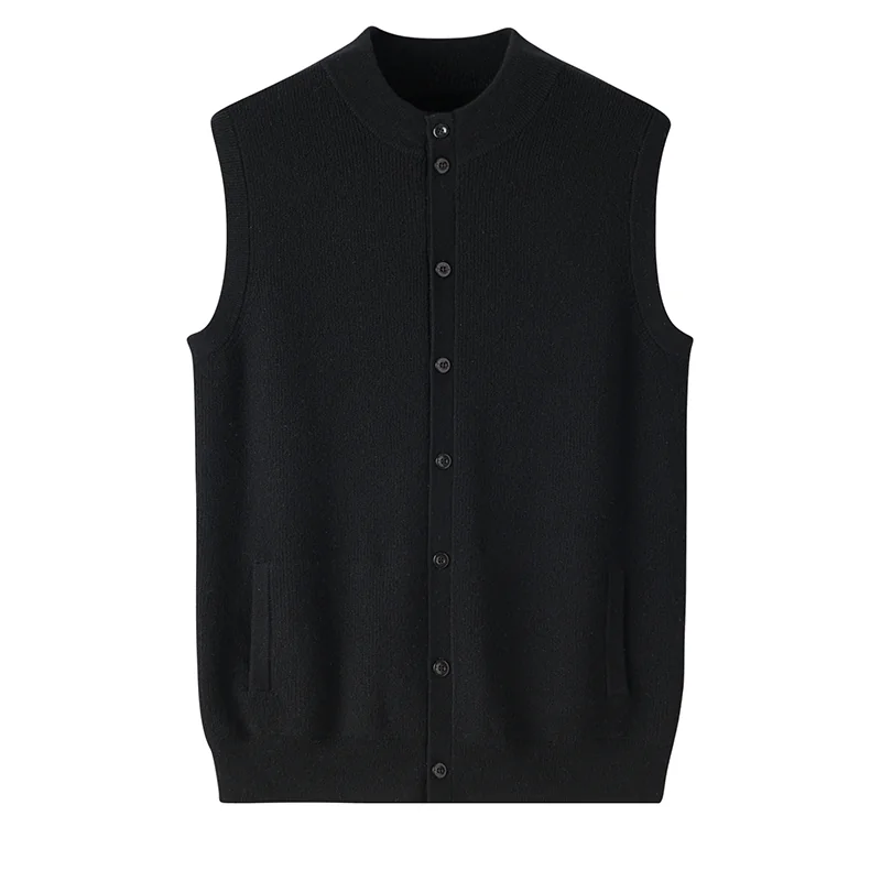 100% Cashmere, Cashmere sleeveless vest — Red Vest, 14–15.5µm, Cashmere Garment / Men — detail view 5