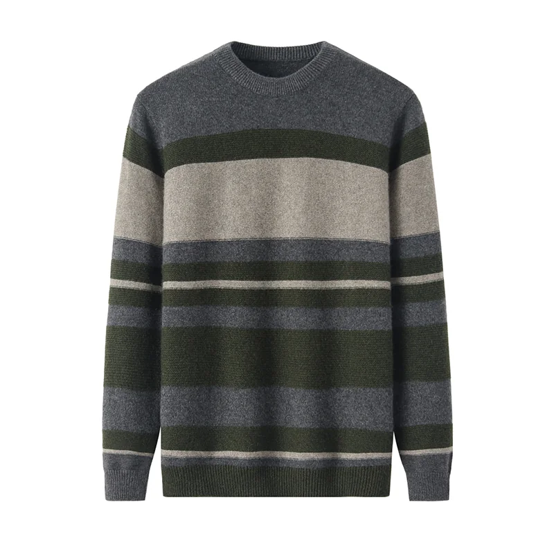 100% Cashmere, Cashmere crew-neck sweater — Beige, 14–15.5µm, Cashmere Garment / Men — detail view 2