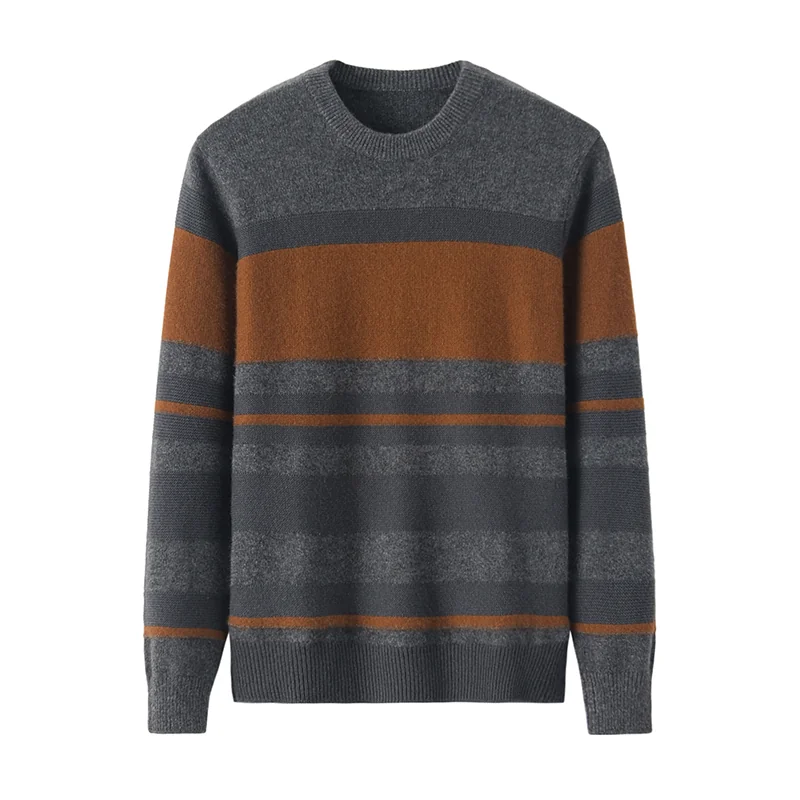 100% Cashmere, Cashmere crew-neck sweater — Beige, 14–15.5µm, Cashmere Garment / Men — detail view 3