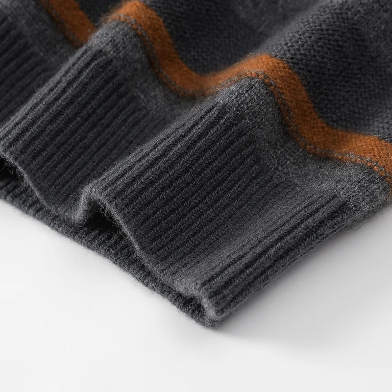 100% Cashmere, Cashmere crew-neck sweater — Beige, 14–15.5µm, Cashmere Garment / Men — detail view 4