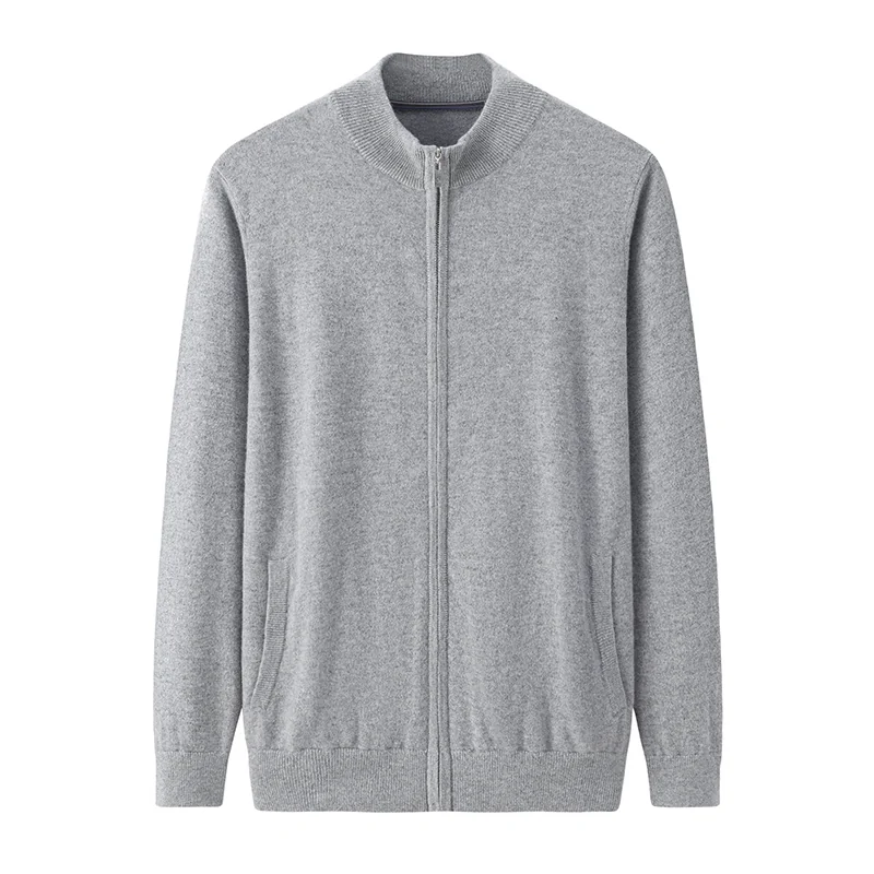 100% Cashmere, Cashmere crew-neck sweater — Grey, 14–15.5µm, Cashmere Garment / Men — detail view 2