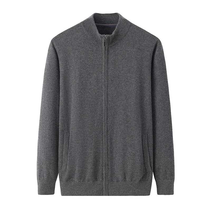 100% Cashmere, Cashmere crew-neck sweater — Grey, 14–15.5µm, Cashmere Garment / Men — detail view 3