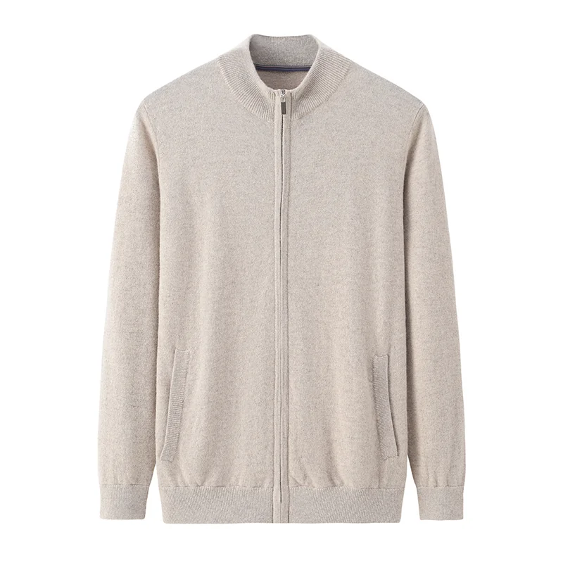 100% Cashmere, Cashmere crew-neck sweater — Grey, 14–15.5µm, Cashmere Garment / Men — detail view 4