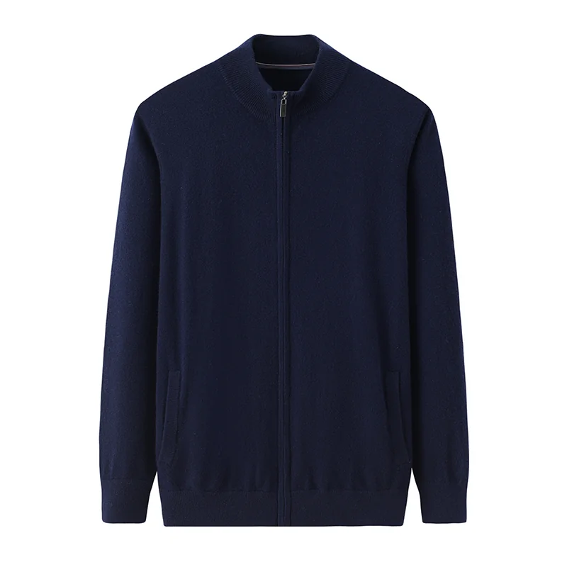 100% Cashmere, Cashmere crew-neck sweater — Grey, 14–15.5µm, Cashmere Garment / Men — detail view 5