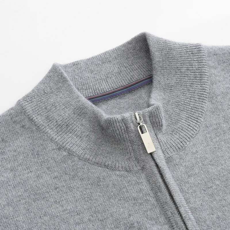 100% Cashmere, Cashmere crew-neck sweater — Grey, 14–15.5µm, Cashmere Garment / Men — detail view 10