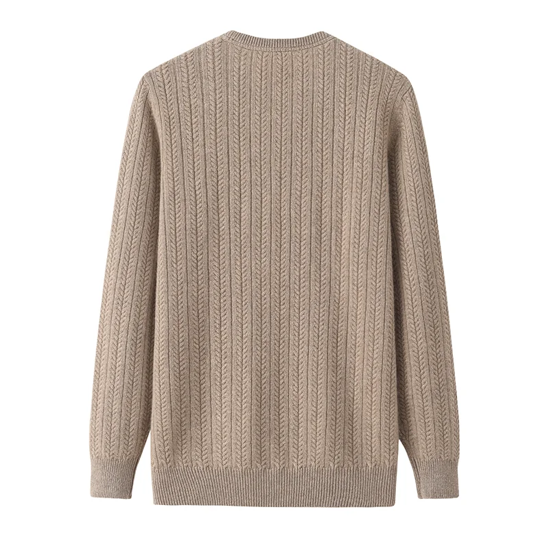 Cashmere crew-neck sweater — Grey Cable — Cashmere Sweaters & Knitwear, 100% Cashmere