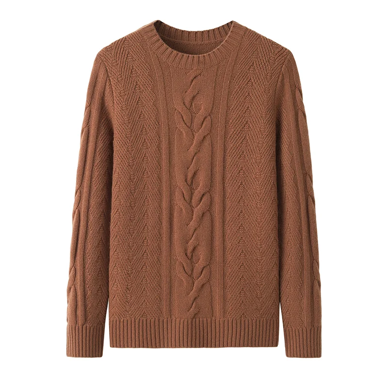 100% Cashmere, Cashmere crew-neck sweater — Orange, 14–15.5µm, Cashmere Garment / Men — detail view 2