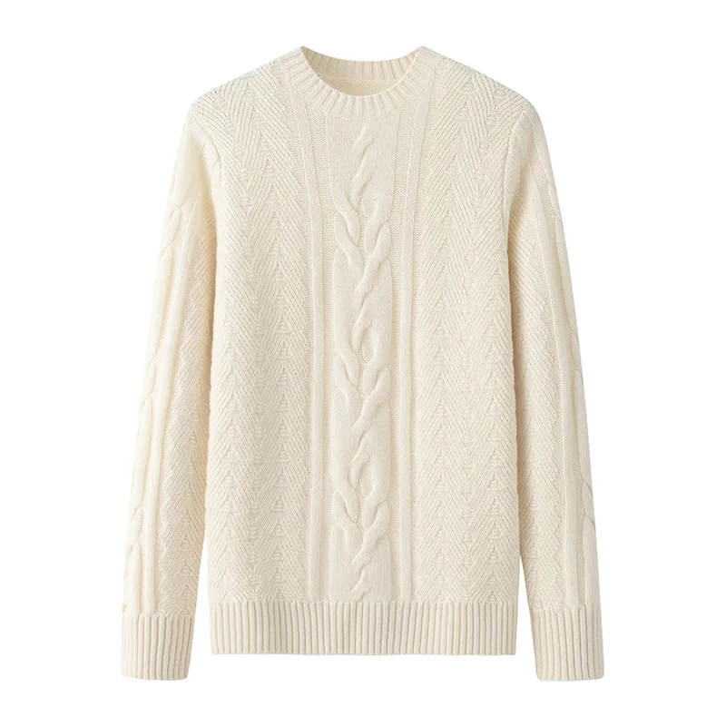 100% Cashmere, Cashmere crew-neck sweater — Orange, 14–15.5µm, Cashmere Garment / Men — detail view 3