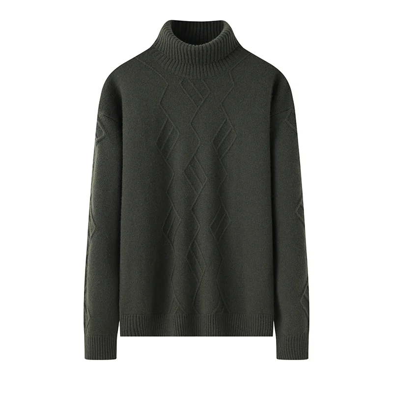 100% Cashmere, Cashmere crew-neck sweater — Green, 14–15.5µm, Cashmere Garment / Men — detail view 2