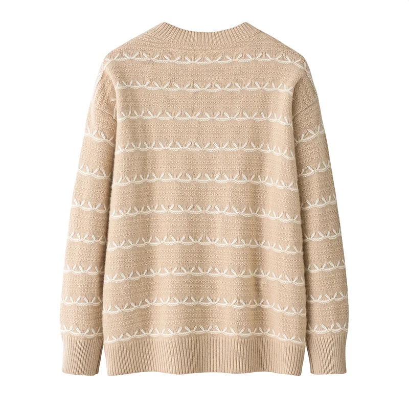 Cashmere crew-neck sweater — Grey Fair isle — Cashmere Sweaters & Knitwear, 100% Cashmere
