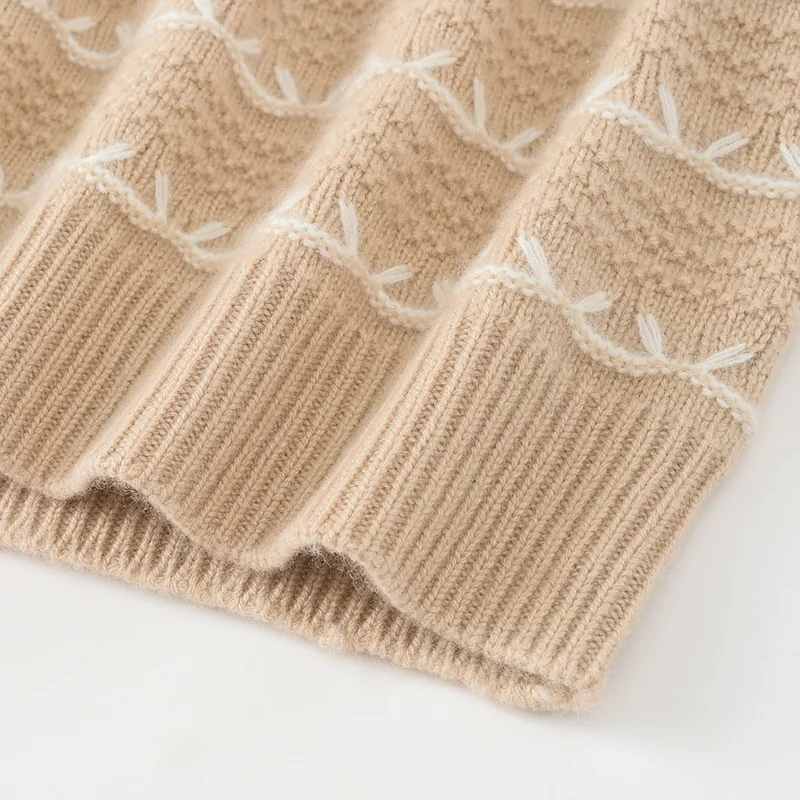 100% Cashmere, Cashmere crew-neck sweater — Grey Fair isle, 14–15.5µm, Cashmere Garment / Women — detail view 4
