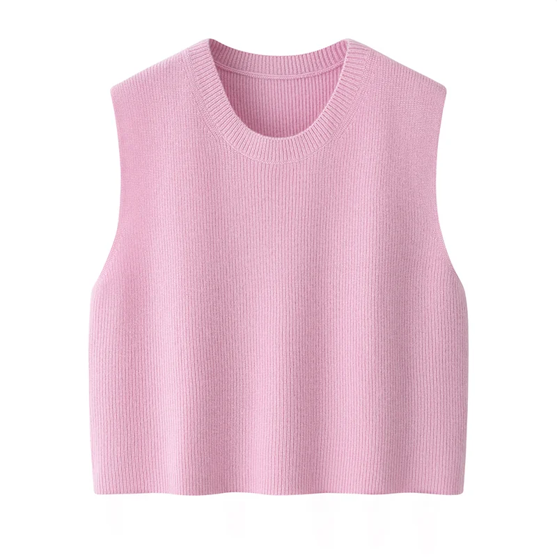 100% Cashmere, Cashmere crew-neck sweater — Pink Striped, 14–15.5µm, Cashmere Garment / Women — detail view 2