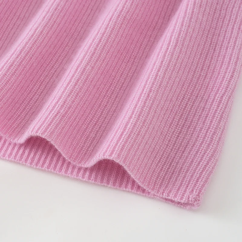 100% Cashmere, Cashmere crew-neck sweater — Pink Striped, 14–15.5µm, Cashmere Garment / Women — detail view 6