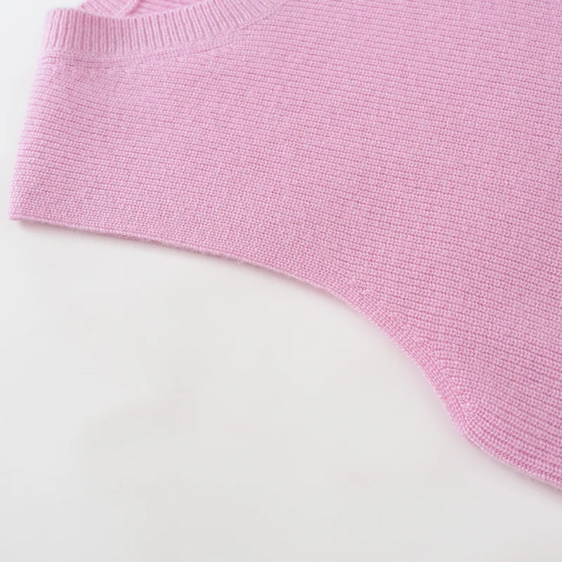 100% Cashmere, Cashmere crew-neck sweater — Pink Striped, 14–15.5µm, Cashmere Garment / Women — detail view 7
