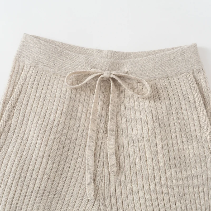 100% Cashmere, Cashmere knit trousers — Grey Trousers, 14–15.5µm, Cashmere Garment / Women — detail view 5