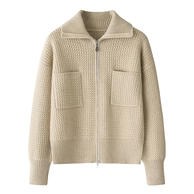 100% Cashmere, Cashmere crew-neck sweater — Green Striped, 14–15.5µm, Cashmere Garment / Women — detail view 3