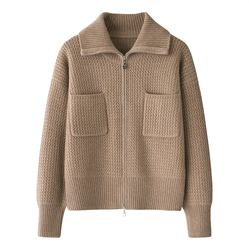 100% Cashmere, Cashmere crew-neck sweater — Green Striped, 14–15.5µm, Cashmere Garment / Women — detail view 4