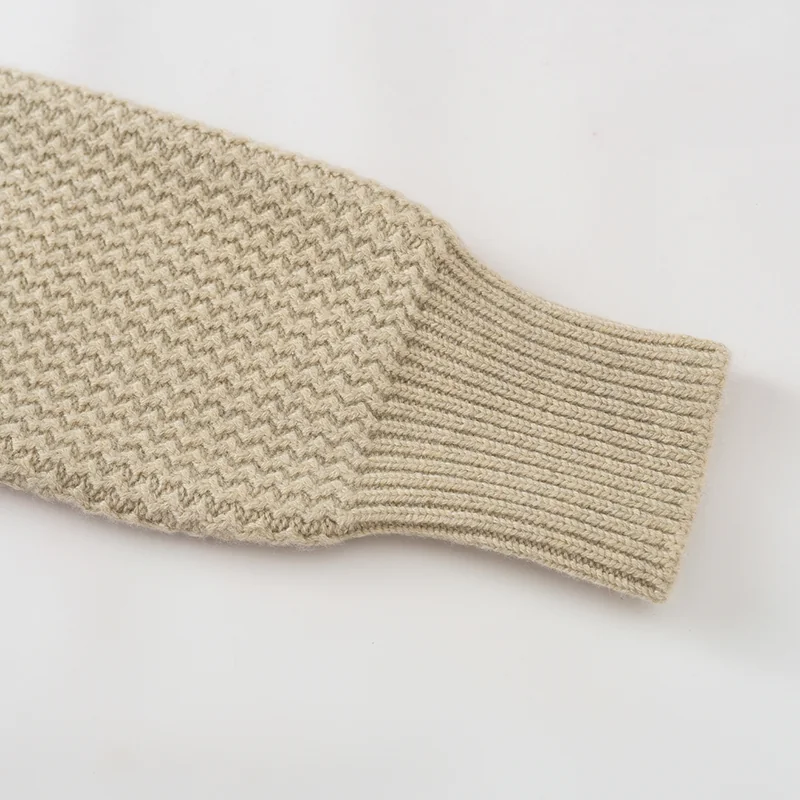 100% Cashmere, Cashmere crew-neck sweater — Green Striped, 14–15.5µm, Cashmere Garment / Women — detail view 6