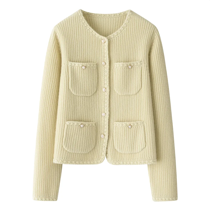 100% Cashmere, Cashmere crew-neck sweater — White, 14–15.5µm, Cashmere Garment / Women — detail view 3