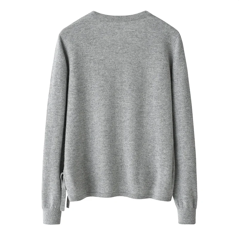 Cashmere crew-neck sweater — Grey Colour-block — Cashmere Sweaters & Knitwear, 100% Cashmere