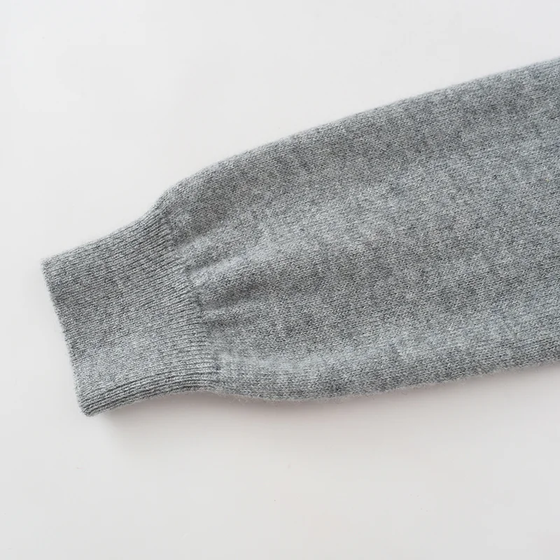 100% Cashmere, Cashmere crew-neck sweater — Grey Colour-block, 14–15.5µm, Cashmere Garment / Women — detail view 6