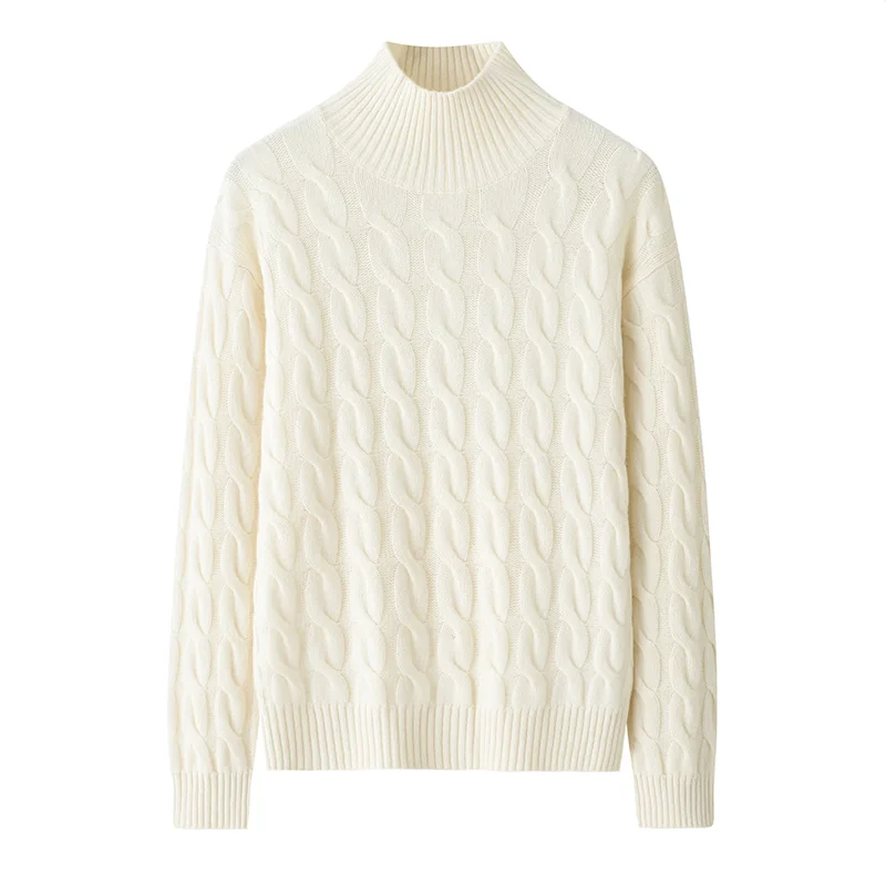 100% Cashmere, Cashmere crew-neck sweater — Pink Colour-block, 14–15.5µm, Cashmere Garment / Women — detail view 4