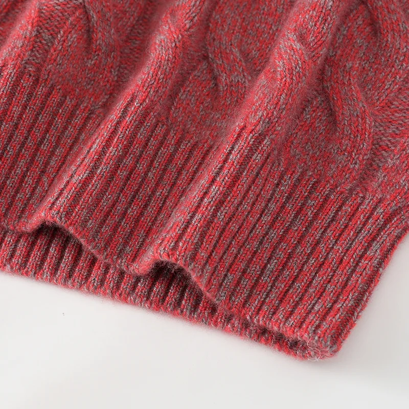 100% Cashmere, Cashmere crew-neck sweater — Pink Colour-block, 14–15.5µm, Cashmere Garment / Women — detail view 6