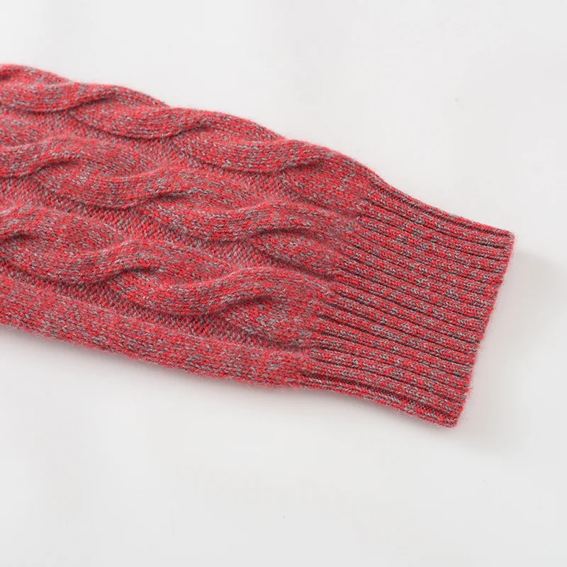 100% Cashmere, Cashmere crew-neck sweater — Pink Colour-block, 14–15.5µm, Cashmere Garment / Women — detail view 7