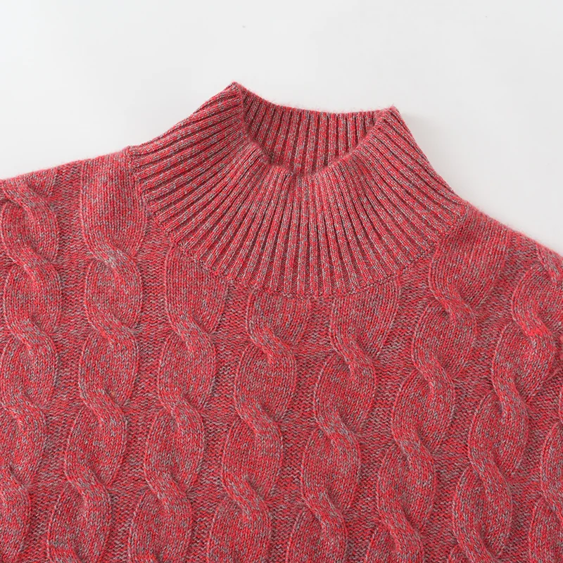 100% Cashmere, Cashmere crew-neck sweater — Pink Colour-block, 14–15.5µm, Cashmere Garment / Women — detail view 8