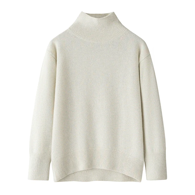 100% Cashmere, Cashmere crew-neck sweater — White, 14–15.5µm, Cashmere Garment / Women — detail view 2