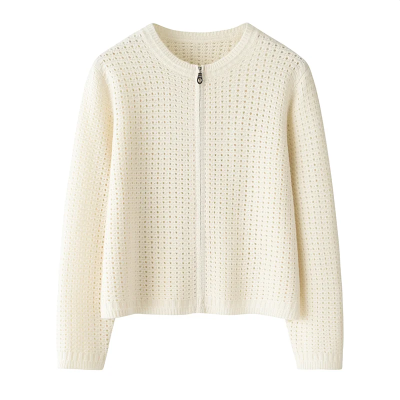 100% Cashmere, Cashmere crew-neck sweater — Camel Colour-block, 14–15.5µm, Cashmere Garment / Women — detail view 4
