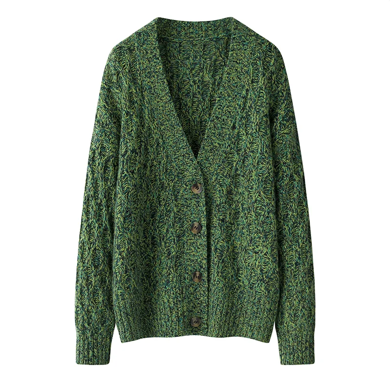100% Cashmere, Cashmere crew-neck sweater — Green Embroidered, 14–15.5µm, Cashmere Garment / Women — detail view 2