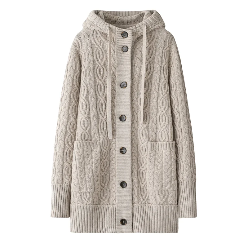 100% Cashmere, Cashmere crew-neck sweater — Camel, 14–15.5µm, Cashmere Garment / Women — detail view 4