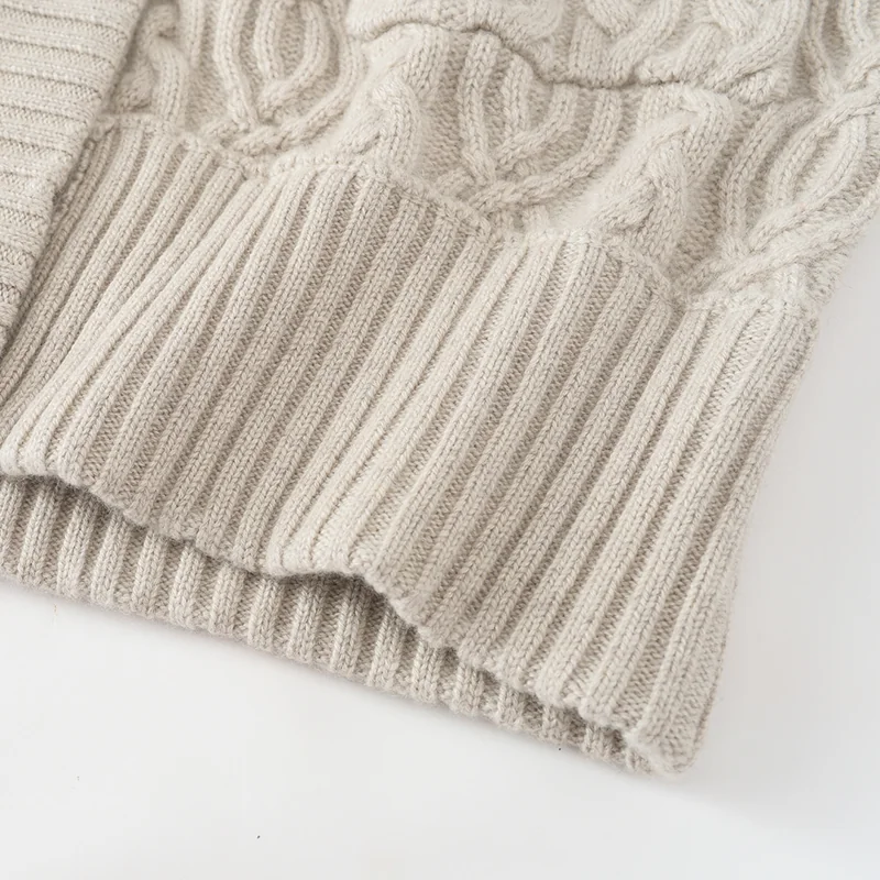 100% Cashmere, Cashmere crew-neck sweater — Camel, 14–15.5µm, Cashmere Garment / Women — detail view 5