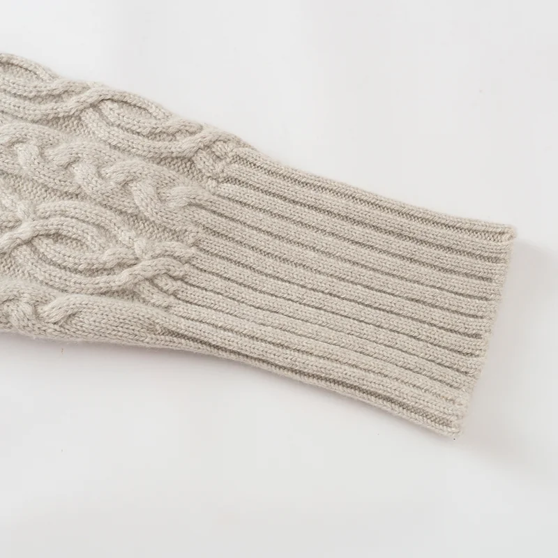 100% Cashmere, Cashmere crew-neck sweater — Camel, 14–15.5µm, Cashmere Garment / Women — detail view 6