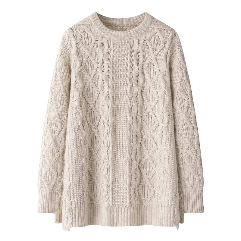 100% Cashmere, Cashmere crew-neck sweater — Blue, 14–15.5µm, Cashmere Garment / Women — detail view 3