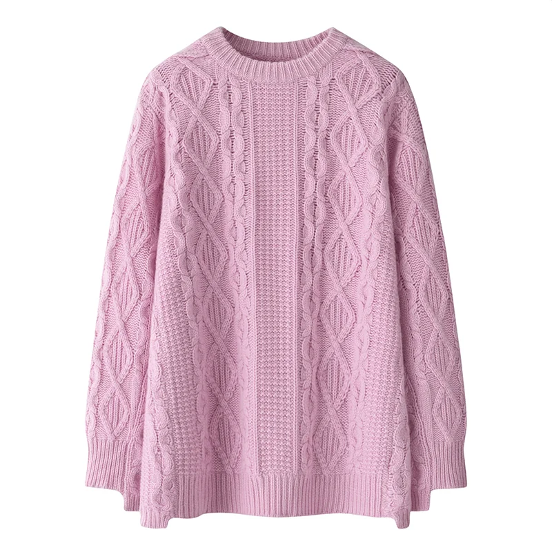 100% Cashmere, Cashmere crew-neck sweater — Blue, 14–15.5µm, Cashmere Garment / Women — detail view 4