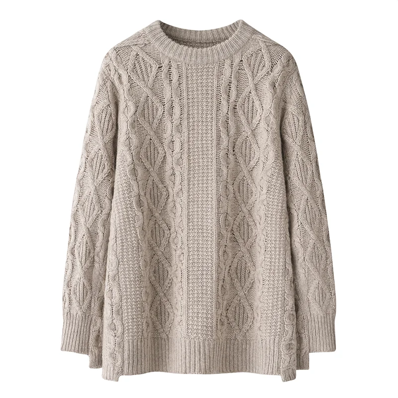100% Cashmere, Cashmere crew-neck sweater — Blue, 14–15.5µm, Cashmere Garment / Women — detail view 5