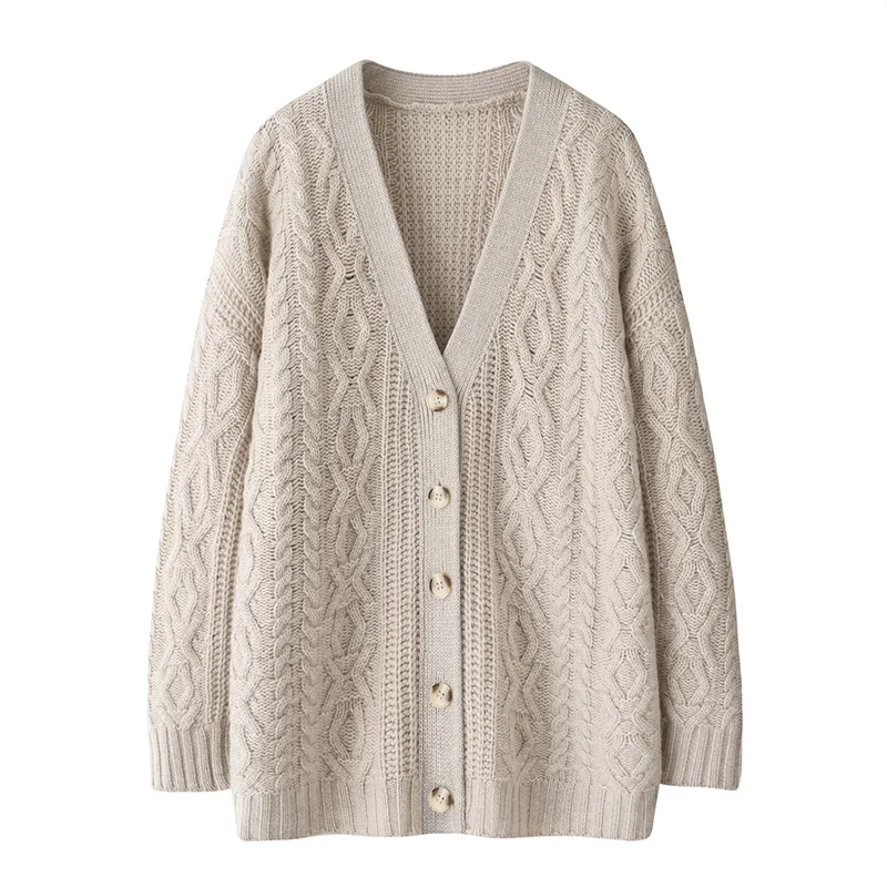 100% Cashmere, Cashmere crew-neck sweater — Beige, 14–15.5µm, Cashmere Garment / Women — detail view 2
