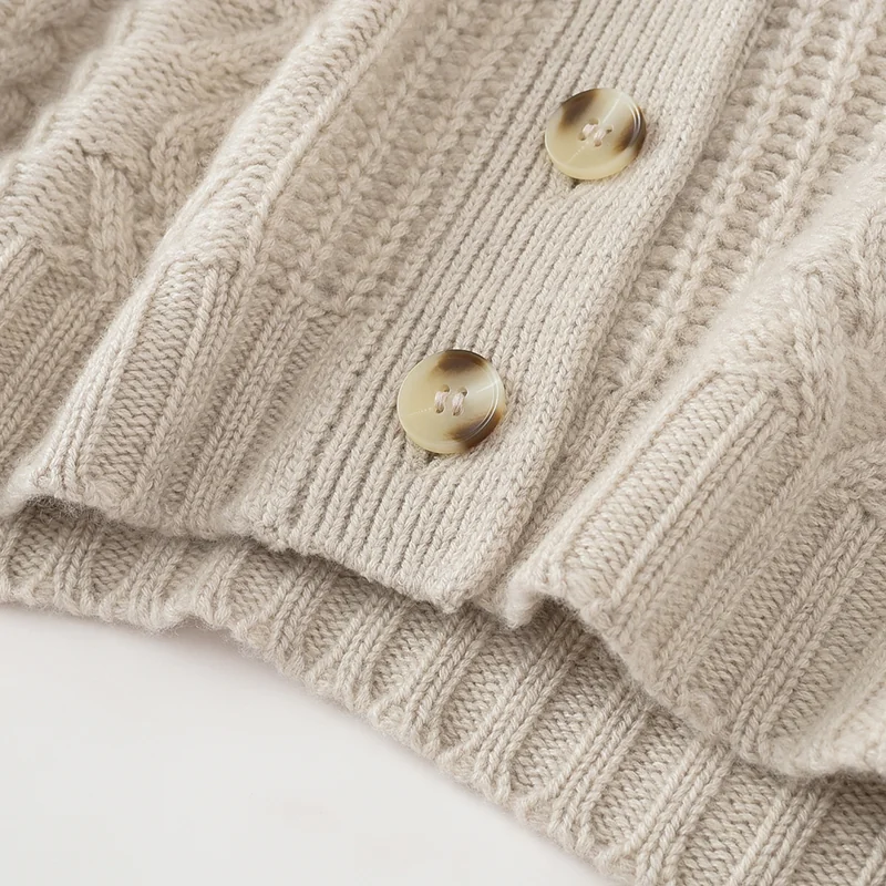 100% Cashmere, Cashmere crew-neck sweater — Beige, 14–15.5µm, Cashmere Garment / Women — detail view 3