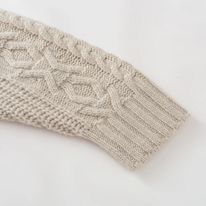 100% Cashmere, Cashmere crew-neck sweater — Beige, 14–15.5µm, Cashmere Garment / Women — detail view 4